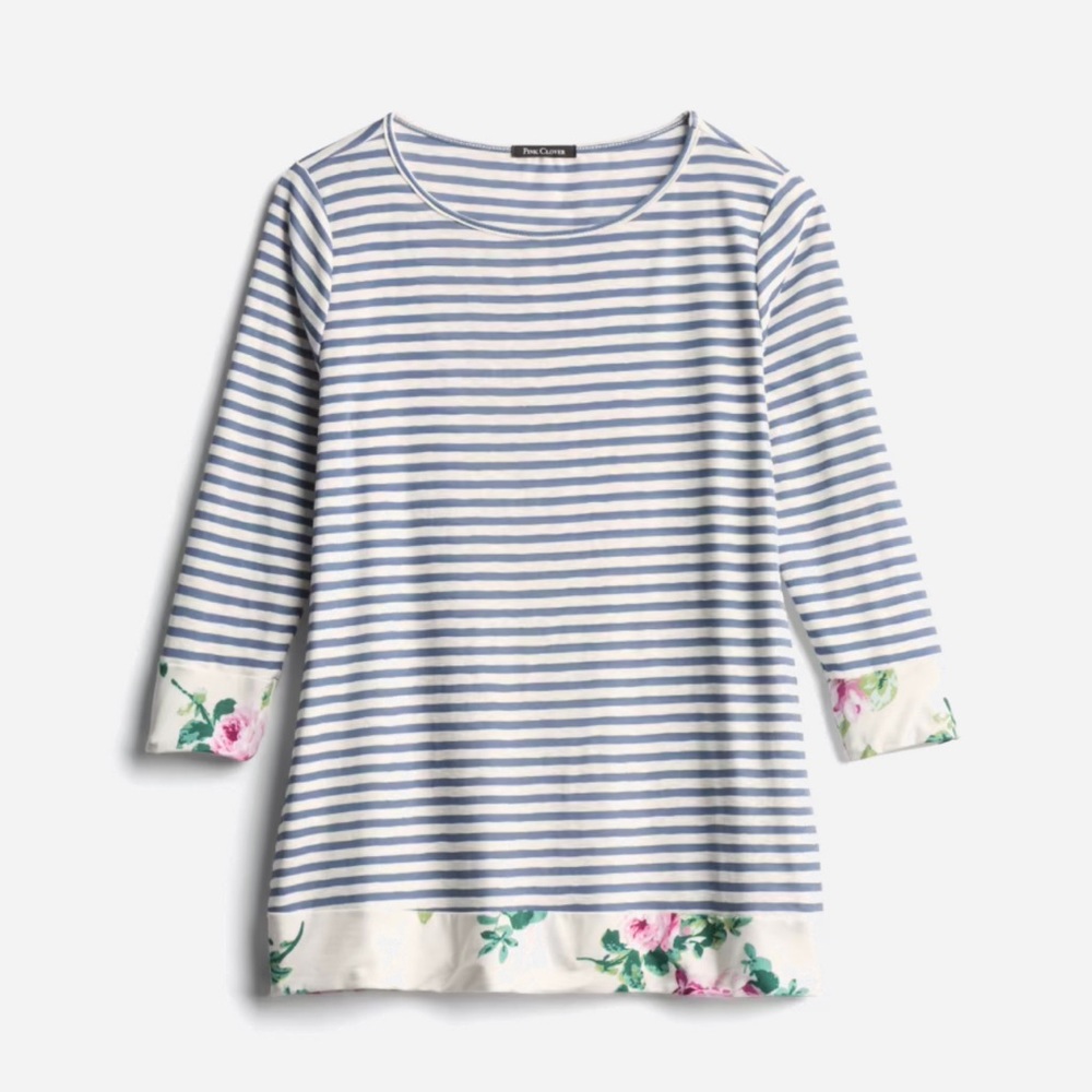 Pink Clover Ladina floral trim knit top